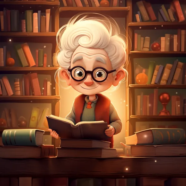 an old librarian inviting you to join infinity books